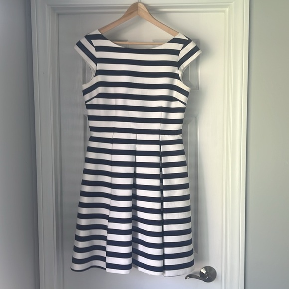 Kate Spade Navy & White Striped Mariella Dress Cap Sleeve Boat Neck - Picture 2 of 6